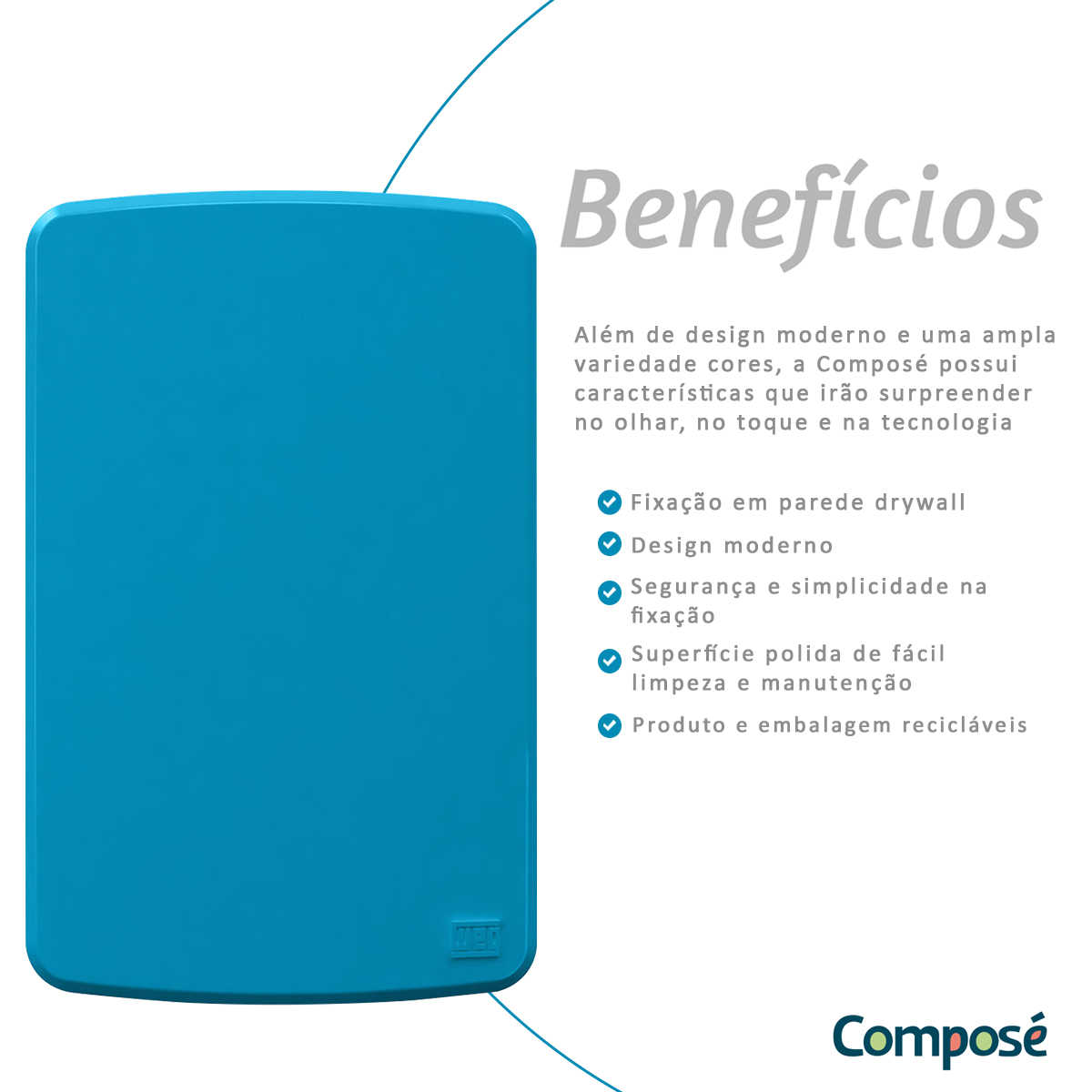 Placa Acabamento 4X2 Cega Azul Plástico Composé 13207294 Weg