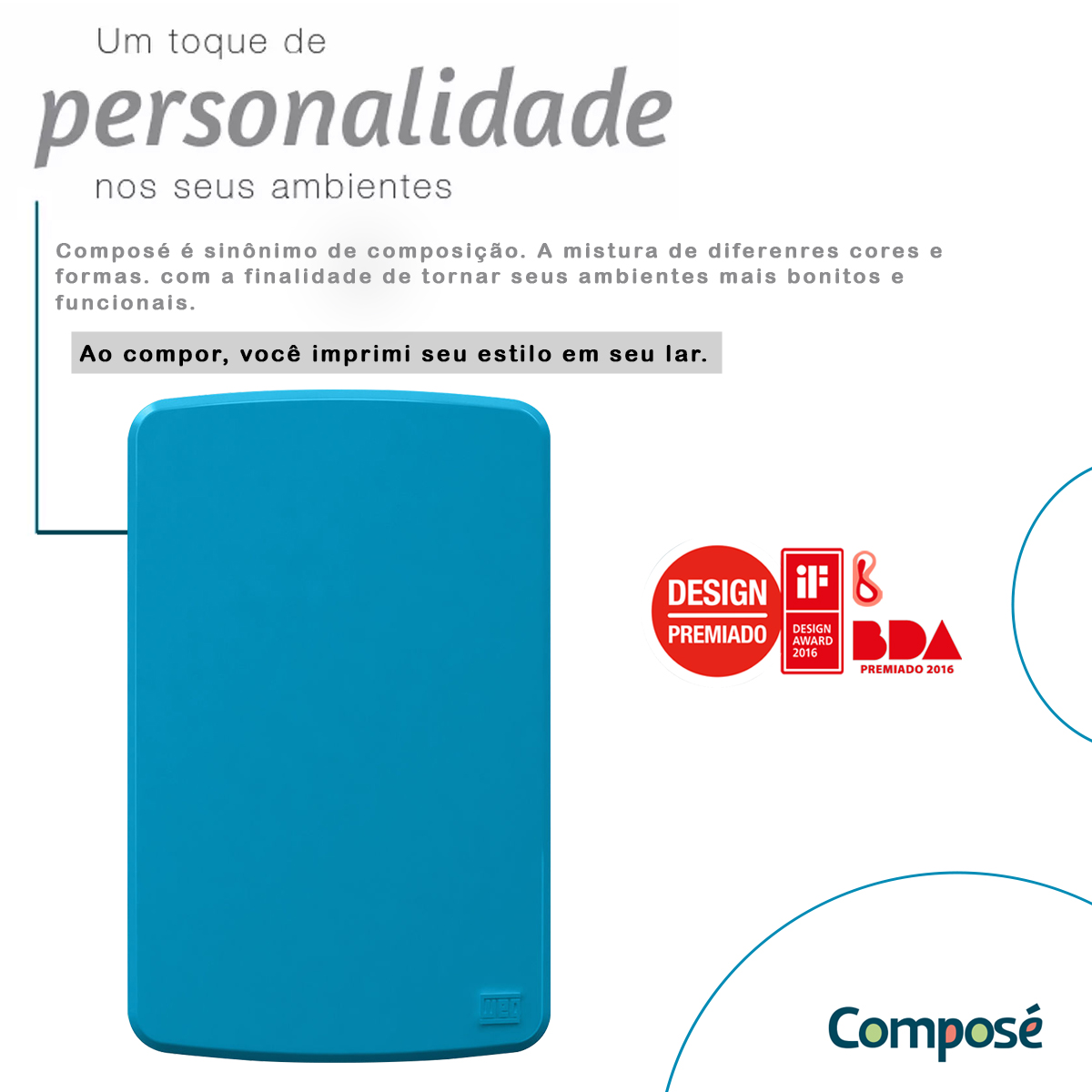 Placa Acabamento 4X2 Cega Azul Plástico Composé 13207294 Weg