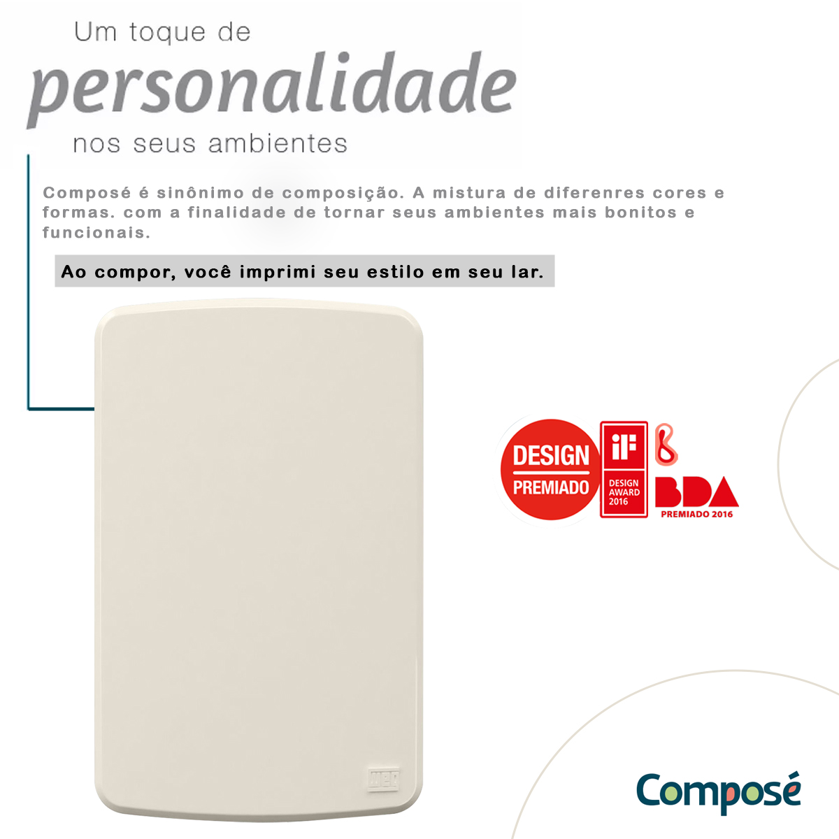 Placa Acabamento 4x2 Cega Marfim Composé 13272825 Weg