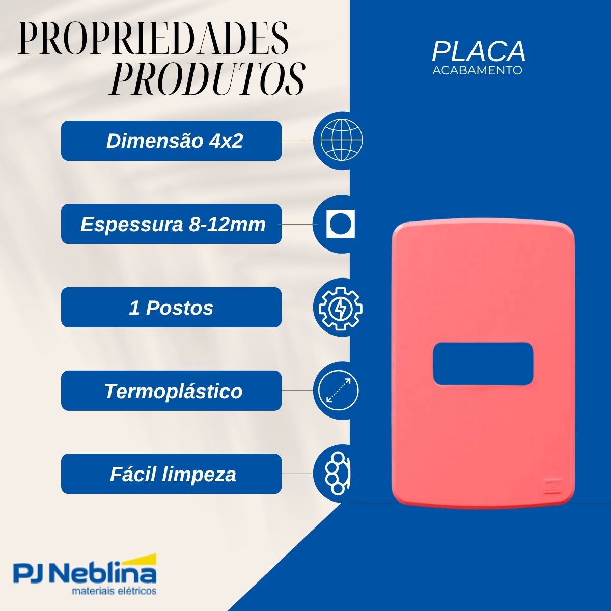 Placa Acabamento 4X2 Polegadas 1 Posto Horizontal Rosa Composé Weg