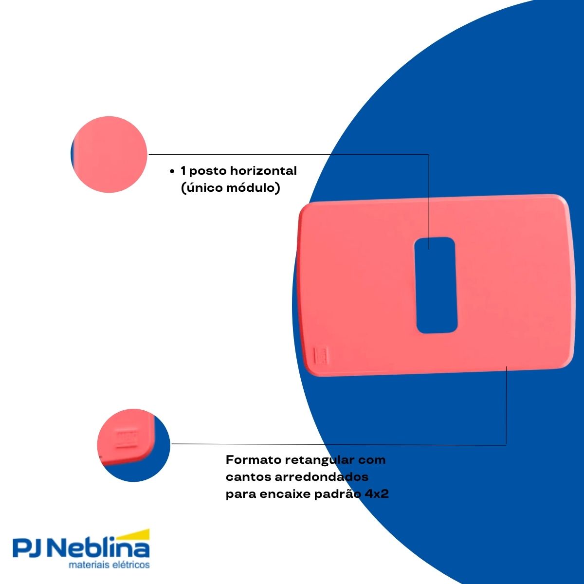 Placa Acabamento 4X2 Polegadas 1 Posto Horizontal Rosa Composé Weg