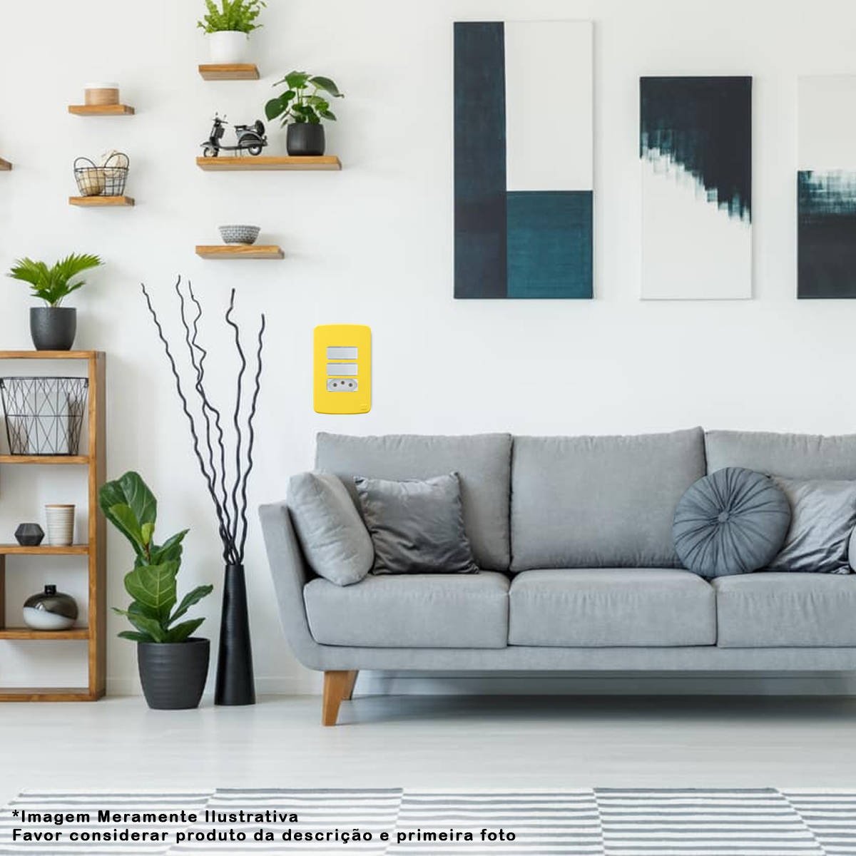 Placa Acabamento 4x2 3 Postos Amarelo Plástico Composé 13207598 Weg