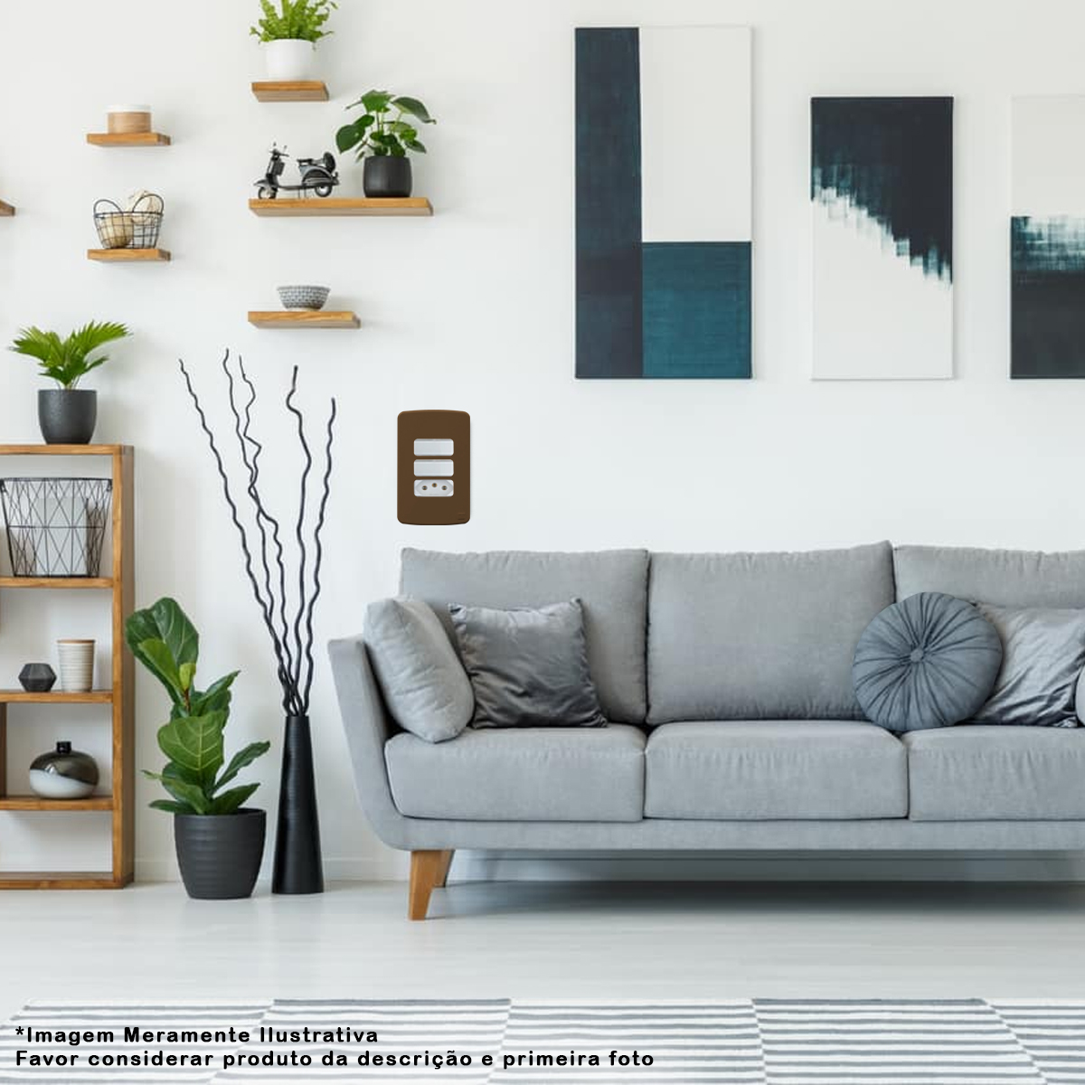 Placa Acabamento 4x2 3 Postos Marrom Plástico Composé 13207603 Weg