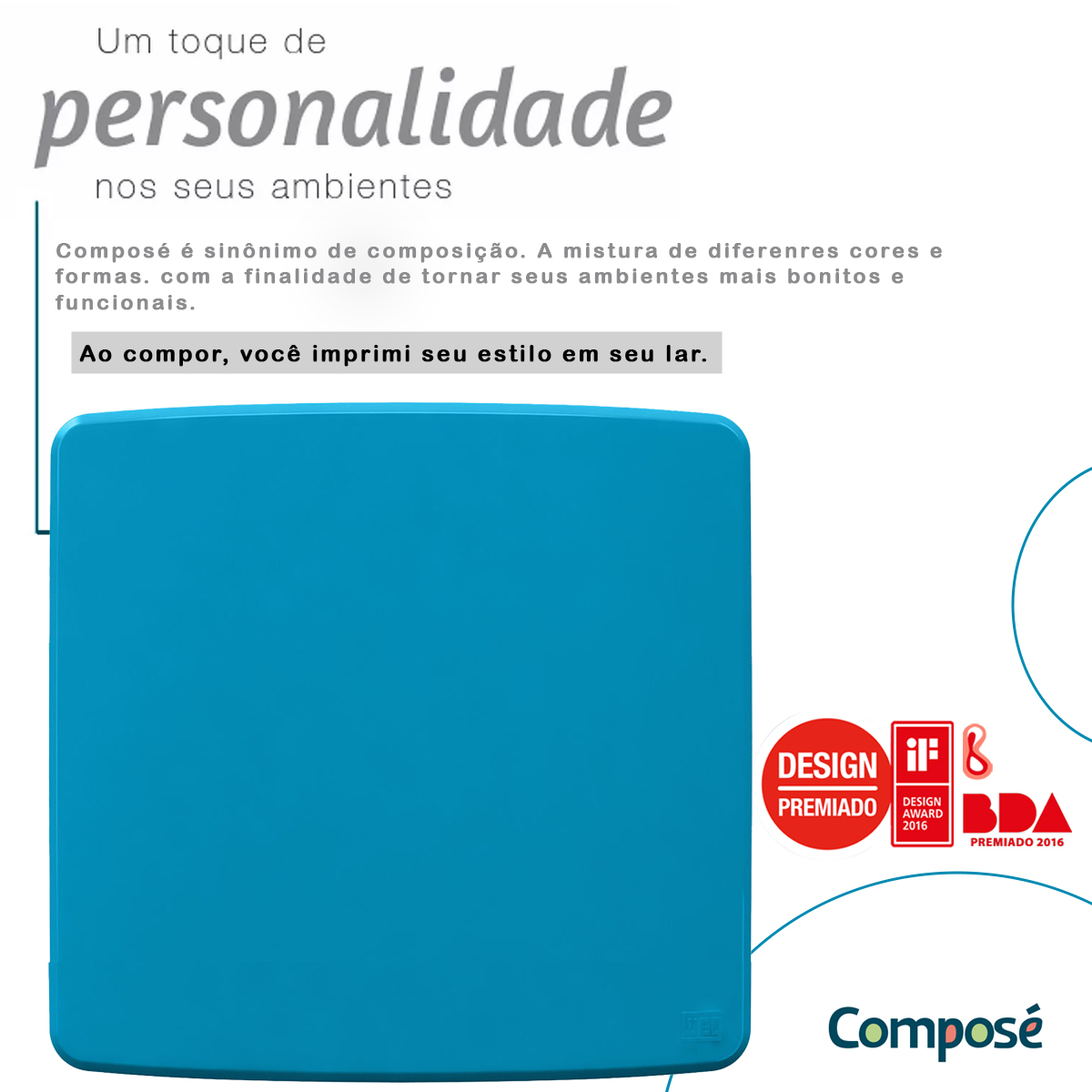 Placa Acabamento 4X4 Cega Azul Plástico Composé 13207650 Weg