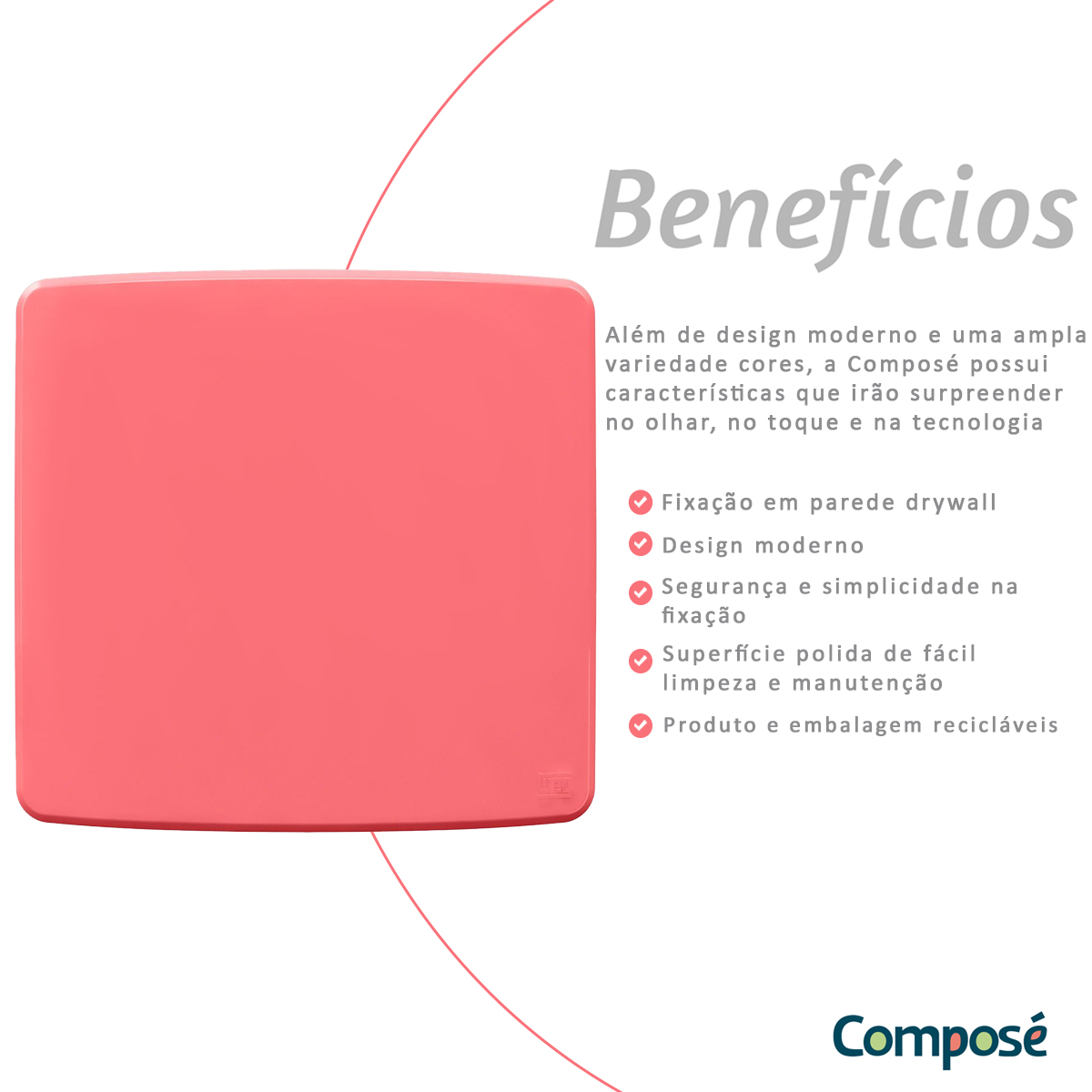 Placa Acabamento 4x4 Cega Rosa Compose