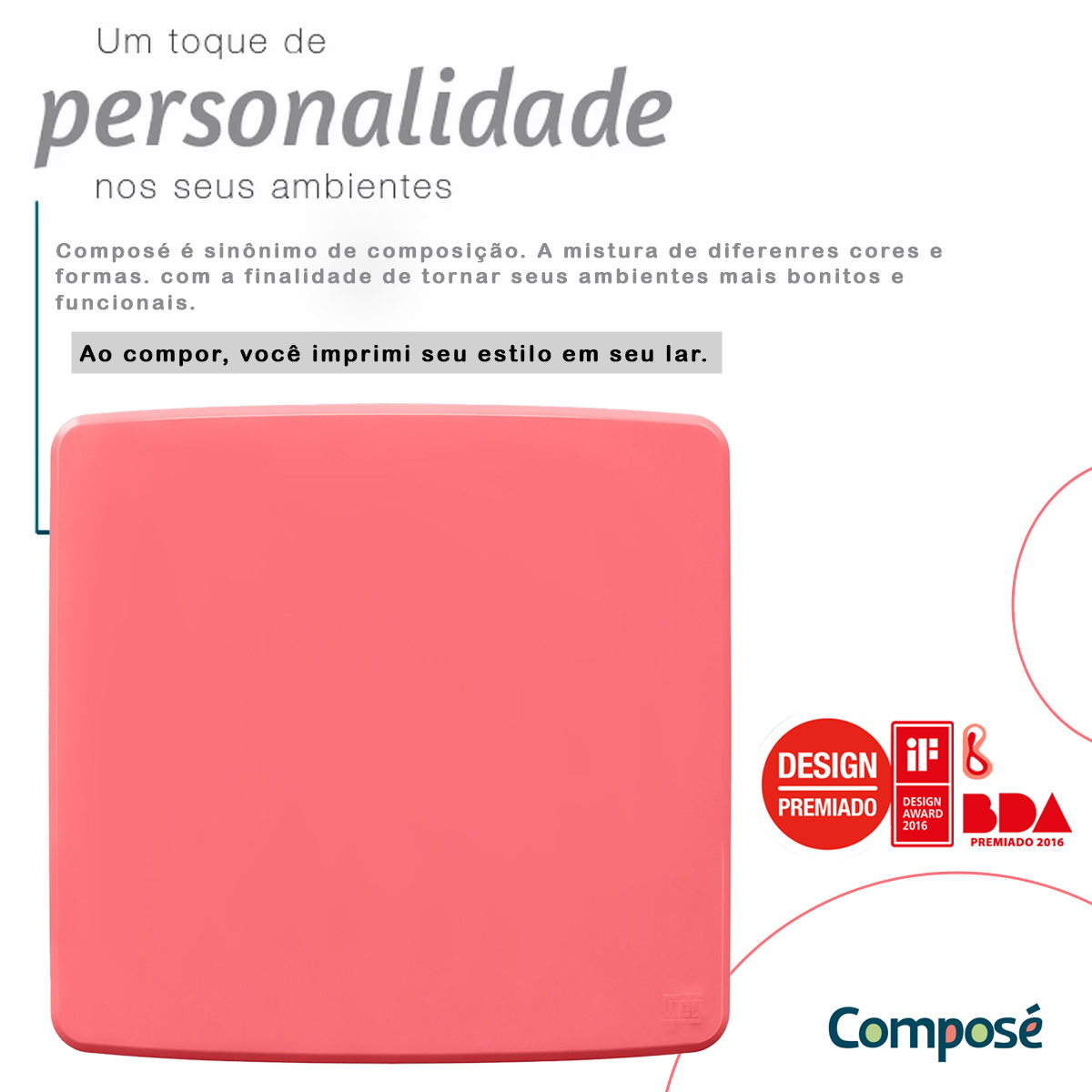 Placa Acabamento 4x4 Cega Rosa Compose