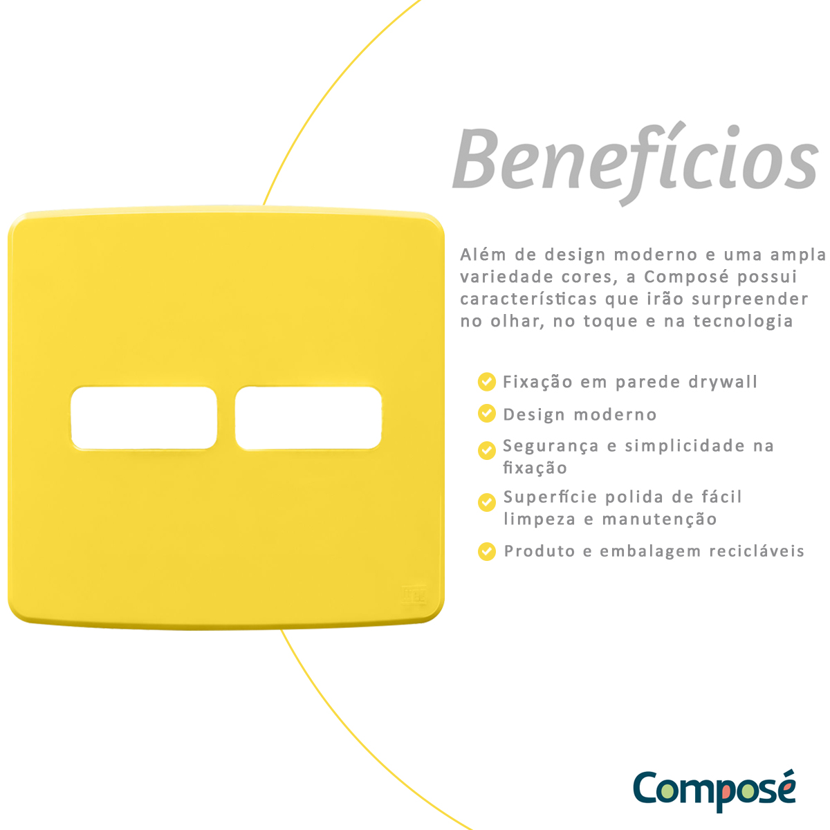 Placa Acabamento 4X4 2 Módulos 1+1 Postos Amarelo Composé 13207657 Weg