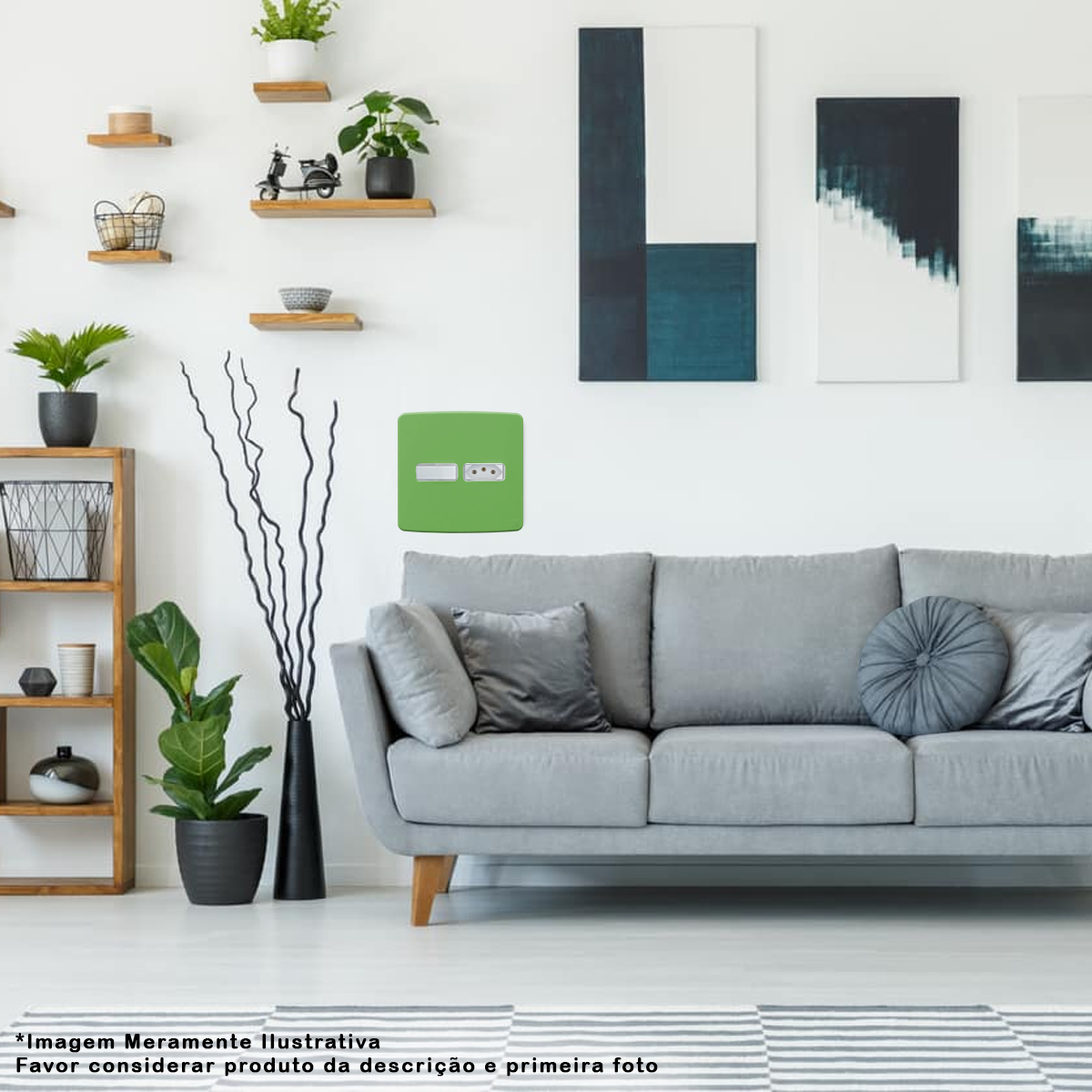 Placa Acabamento 4x4 2 Módulos 1+1 Postos Verde Composé 13207688 Weg