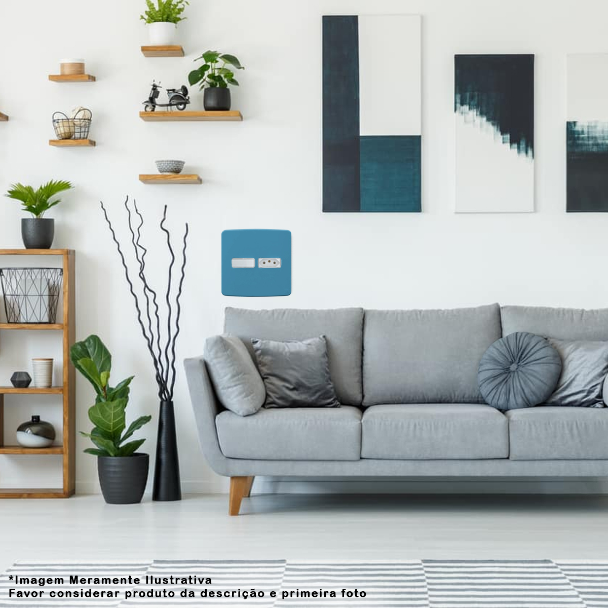 Placa Acabamento 4X4 2 Módulos 1+1 Postos Azul Composé 13207689 Weg