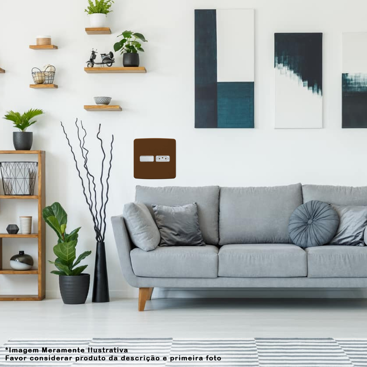 Placa Acabamento 4x4 2 Módulos 1+1 Postos Marrom Plástico Composé 13207692 Weg