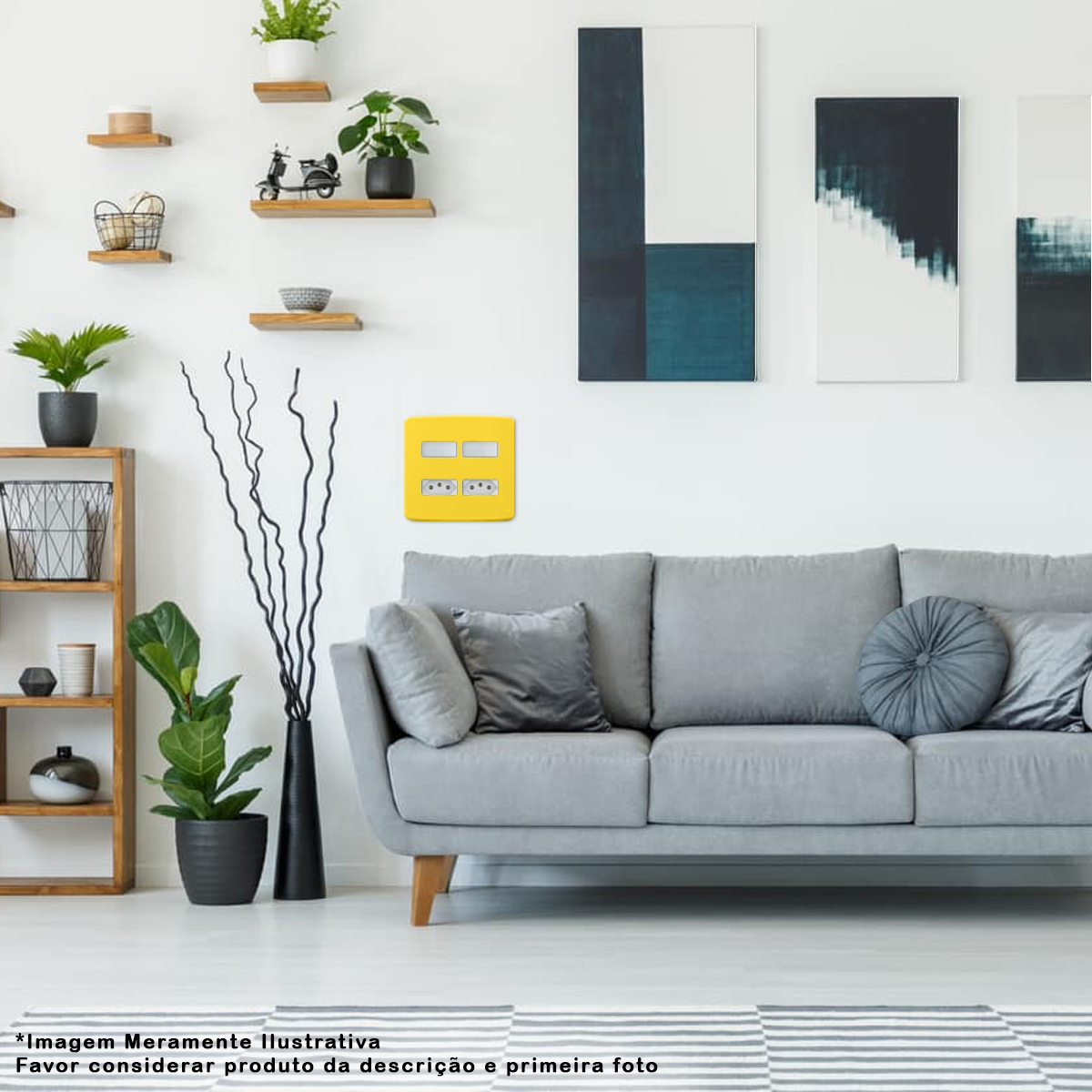 Placa Acabamento 4x4 4 Módulos 2+2 Postos Separados Amarelo Composé Weg