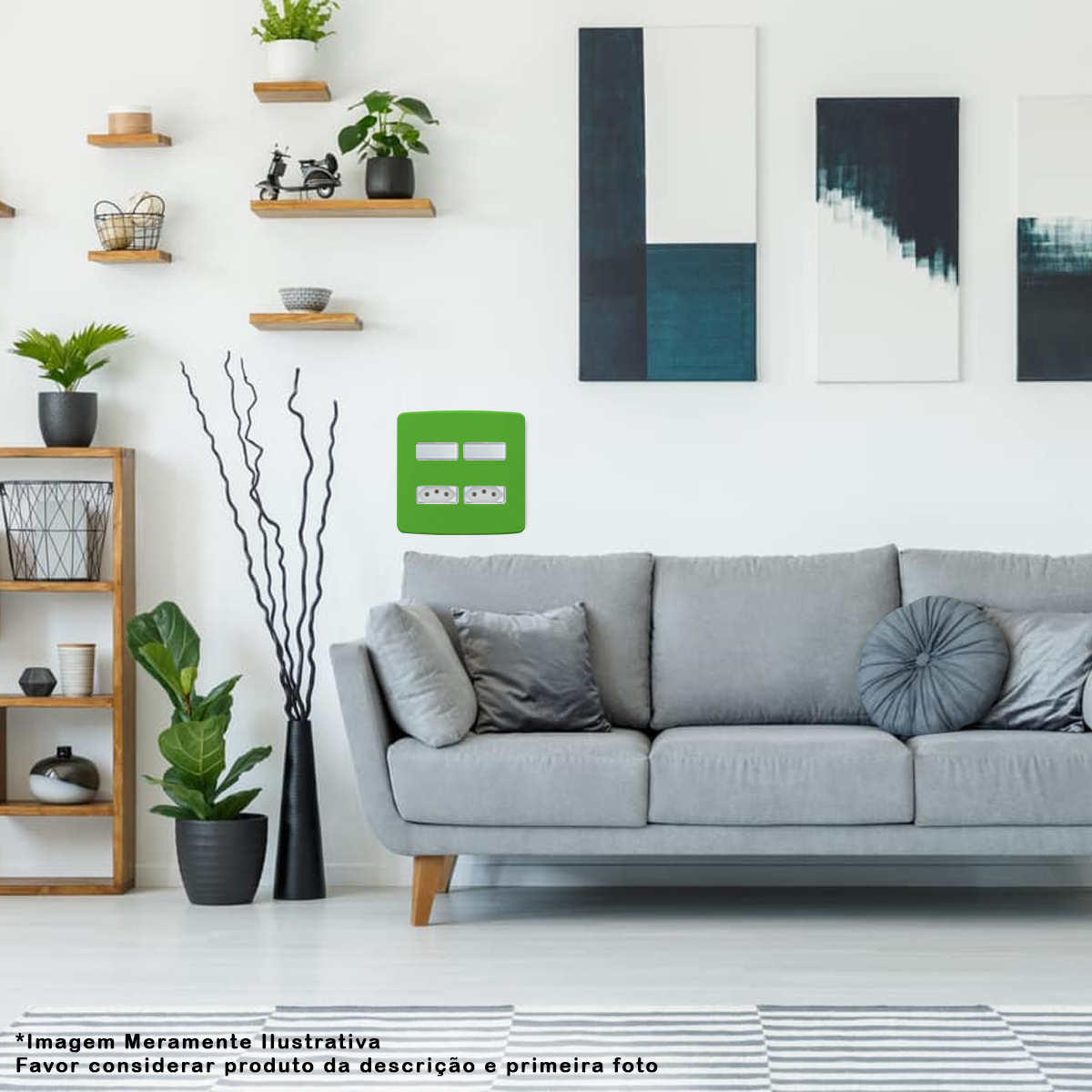 Placa Acabamento 4x4 4 Módulos 2+2 Postos Separados Verde Composé 13208224 Weg