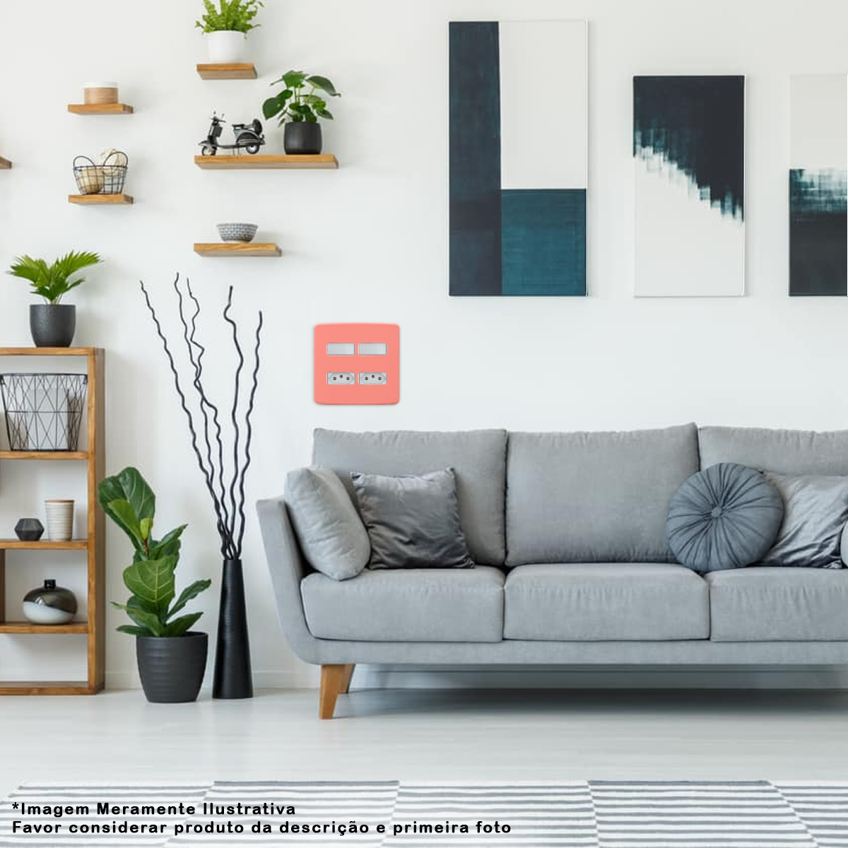 Placa Acabamento 4x4 4 Módulos 2+2 Postos Separados Rosa Composé Weg