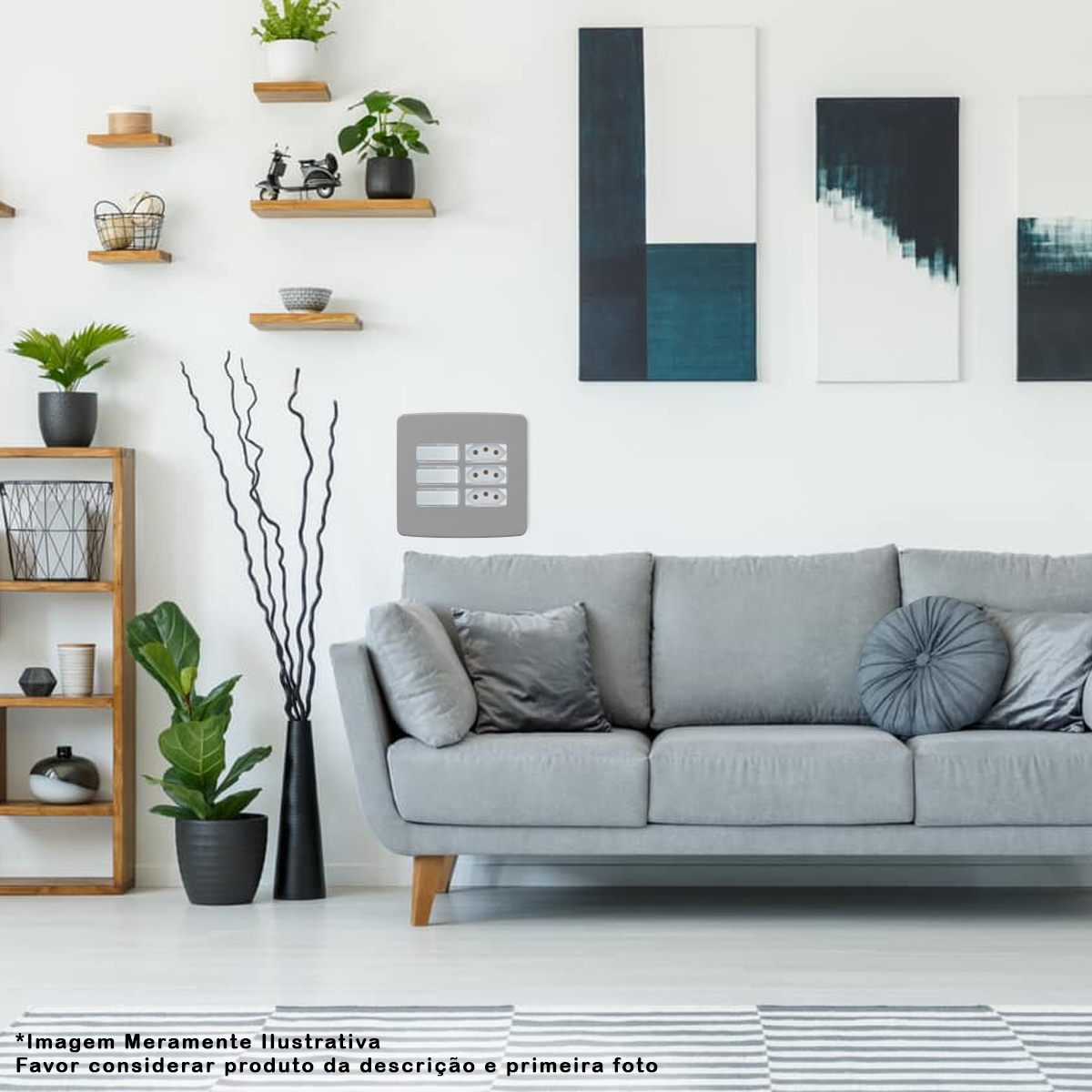 Placa Acabamento 4x4 6 Módulos 3+3 Postos Separados Cinza Composé 13208243 Weg