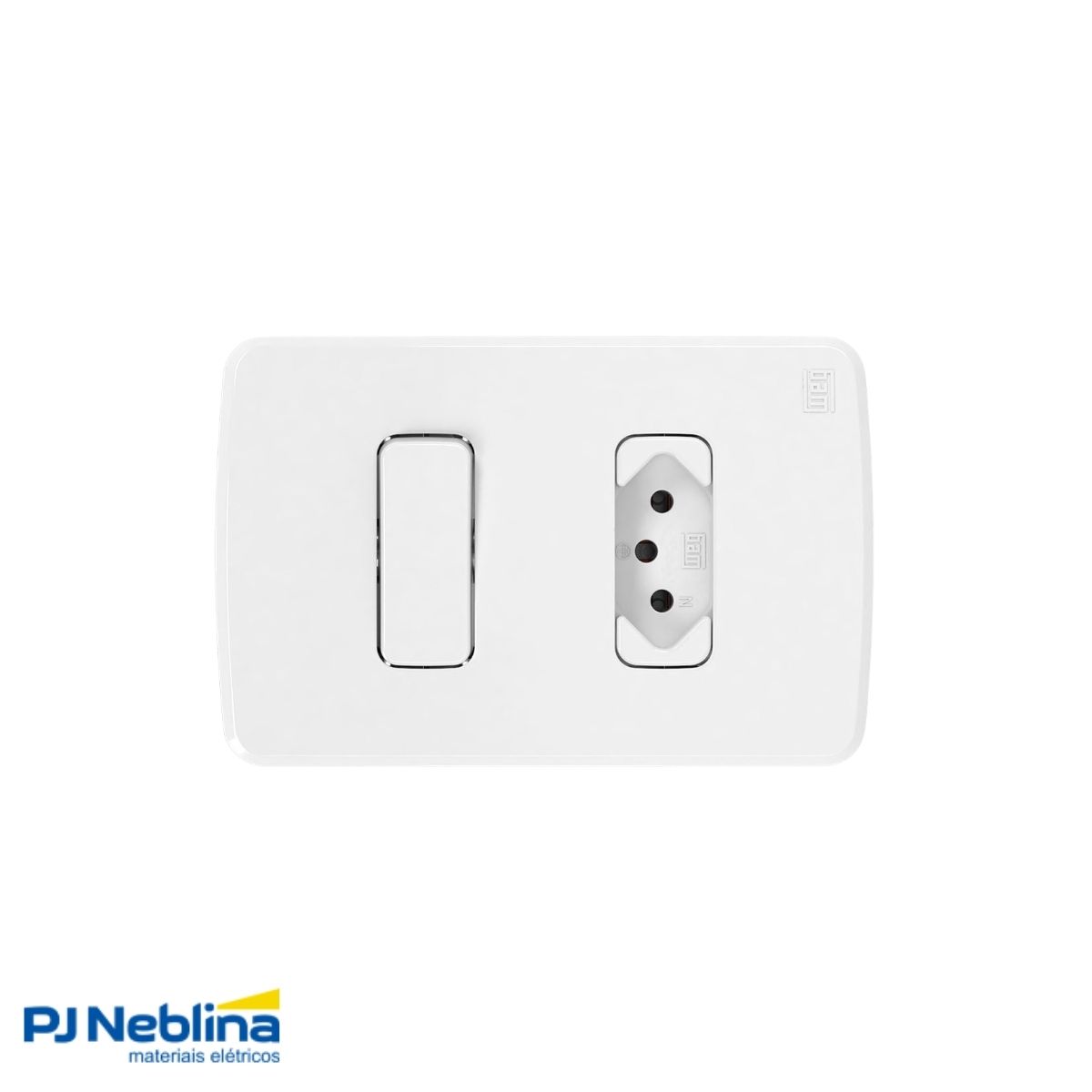 Conjunto 1 Interruptor Paralelo + 1 Tomada 2P+T Distanciados 10A 250V C/Placa 4X2 Branco Compose - Weg
