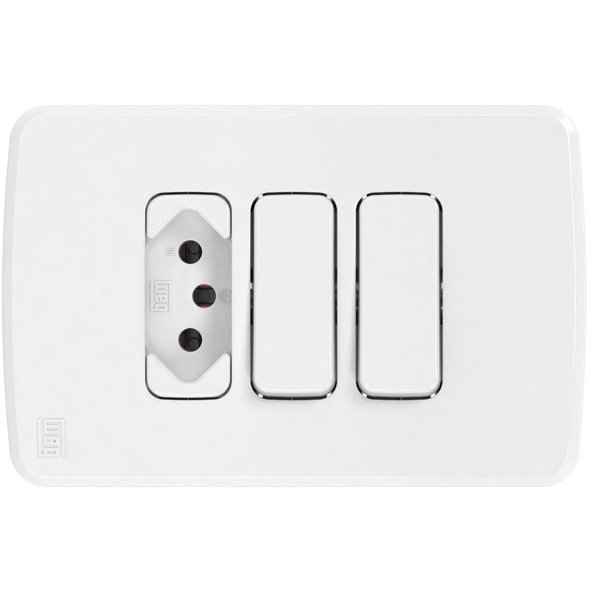 Conjunto 2 Interruptores Paralelo + 1 Tomada 10A 4X2 Composé Branco - WEG