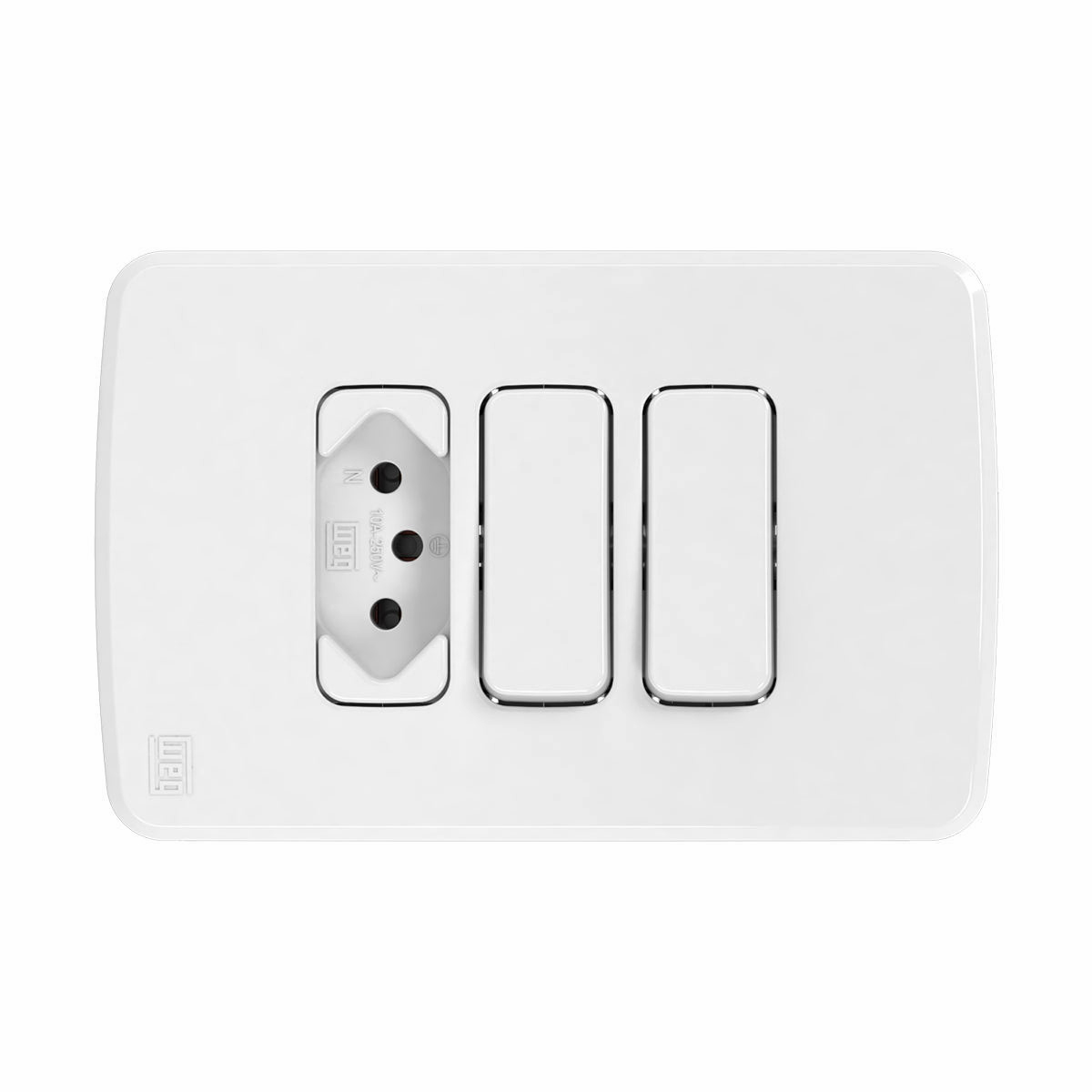 Conjunto 1 Interruptor Simples + 1 Interruptor Paralelo + 1 Tomada 10A 4X2 Composé Branco - WEG