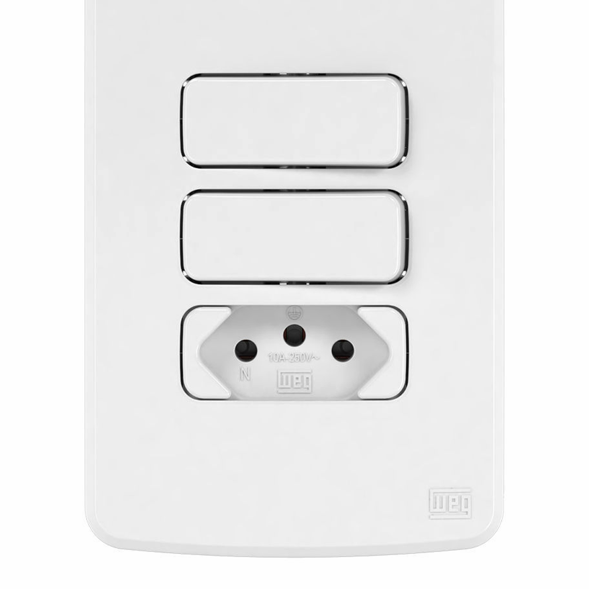 Conjunto 1 Interruptor Simples + 1 Interruptor Paralelo + 1 Tomada 10A 4X2 Composé Branco - WEG