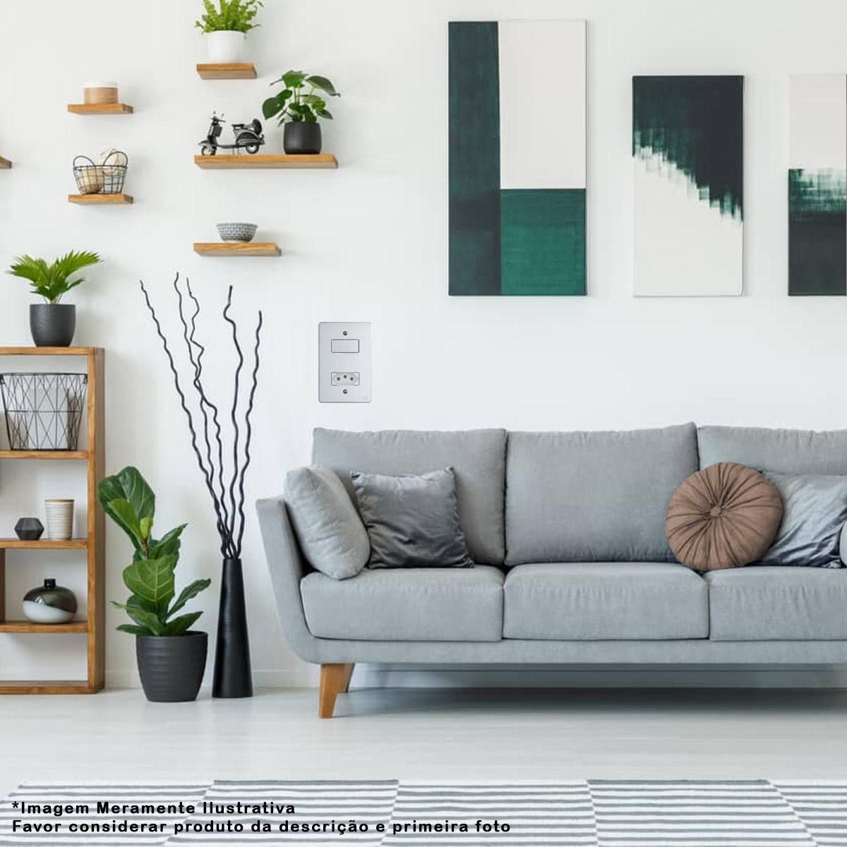 Conjunto 1 Interruptor Simples + 1 Interruptor Paralelo + 1 Tomada 10A 4X2 Composé Branco - WEG