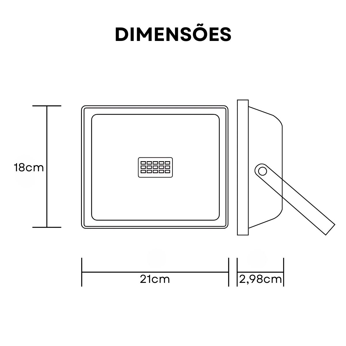Refletor Led Quadrado Sobrepor Preto 50W Bivolt Branco Frio - Ourolux