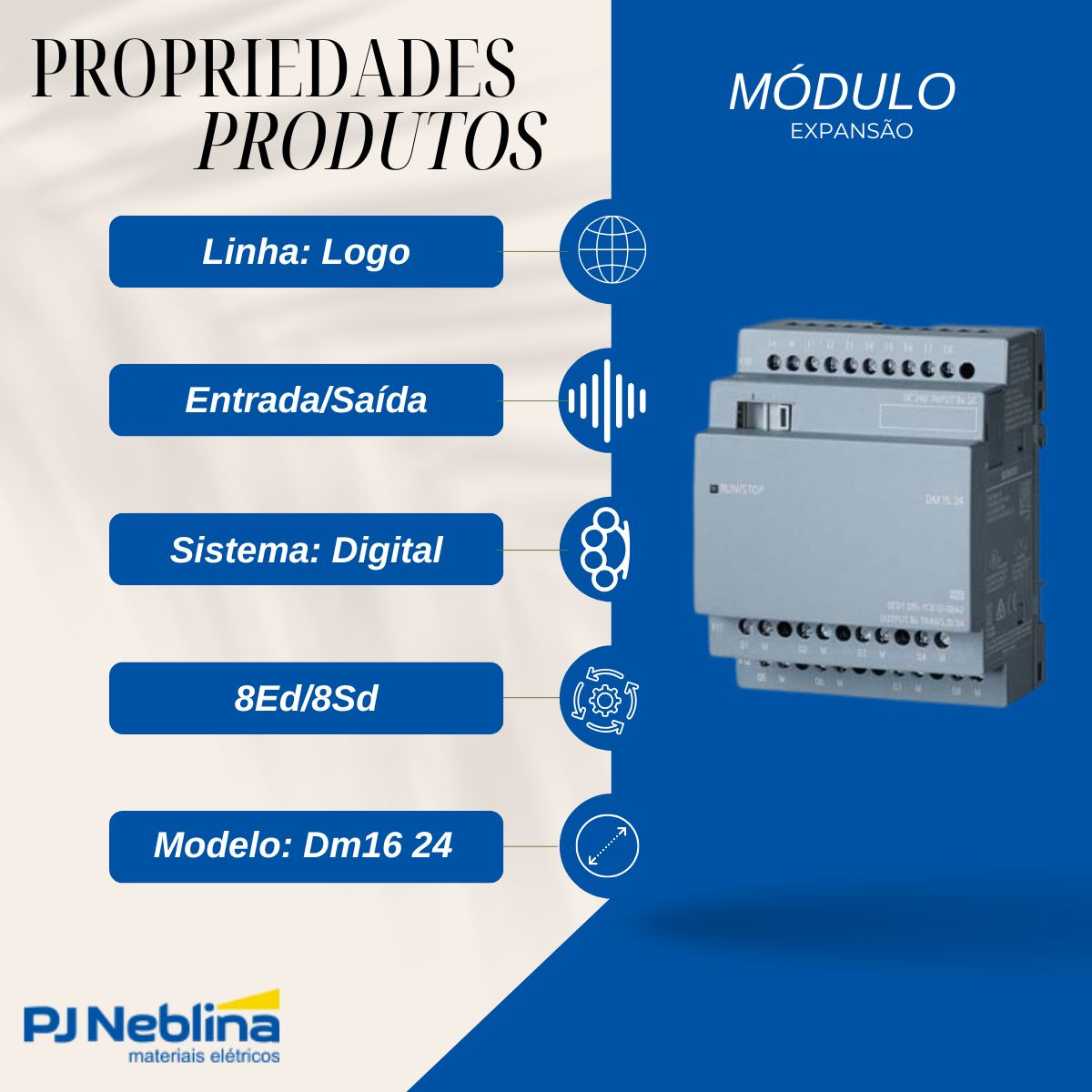Módulo Expansão Clp Entrada/Saída Digital 8Ed/8Sd Dm16 24 Logo - Siemens