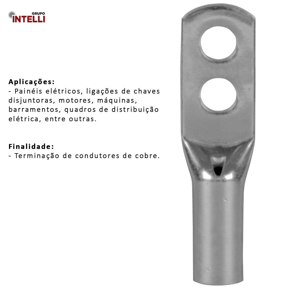 Terminal Compressão 35Mm 2 Compressão 2 Furos F=8,5Mm 5/16 M8 653 Intelli