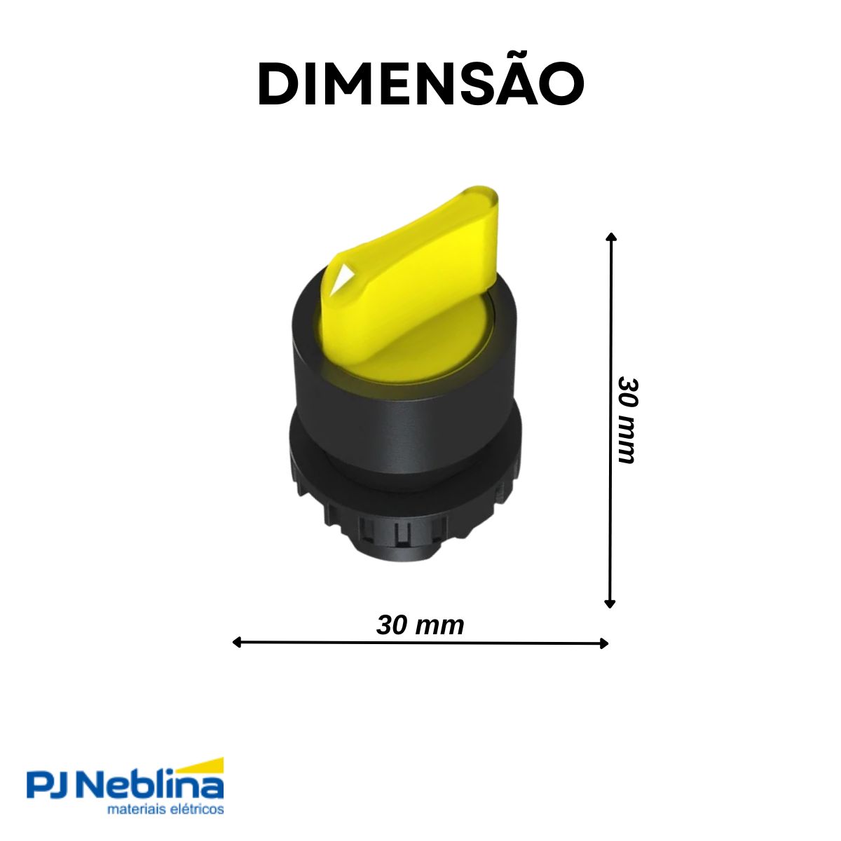 Frontal Comutador Knob Curto Iluminado 2 Posição Fixa 90G 22Mm Plástico Amarelo - Weg