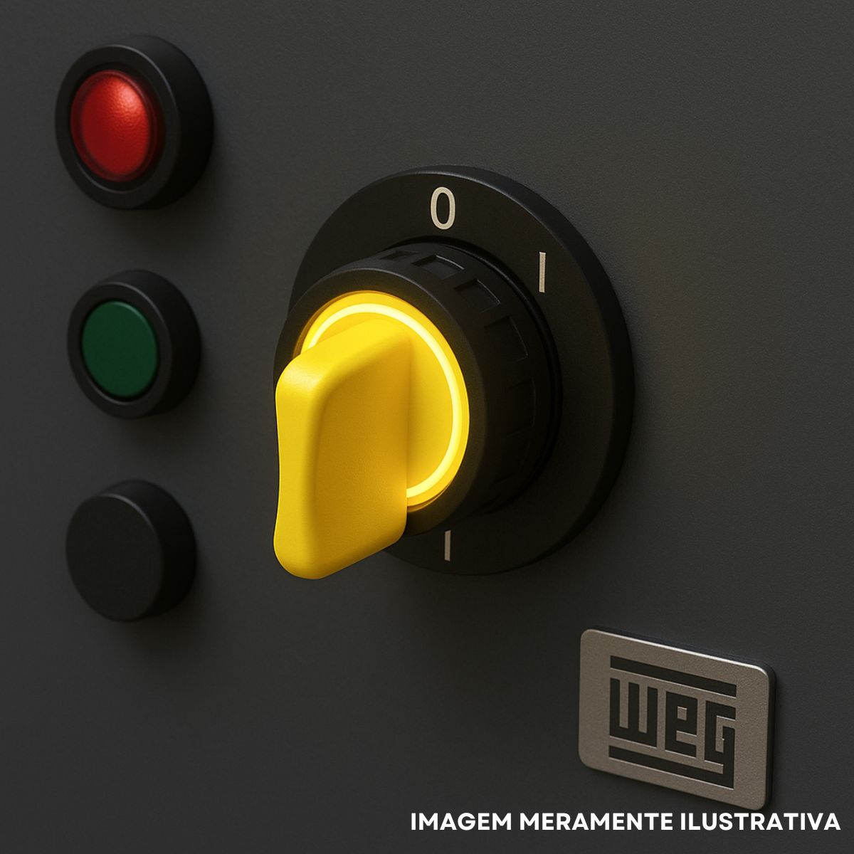 Frontal Comutador Knob Curto Iluminado 2 Posição Fixa 90G 22Mm Plástico Amarelo - Weg