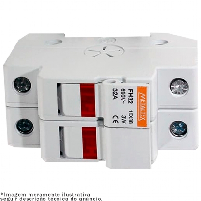 Porta Fusível Bipolar 10X38mm - Metaltex