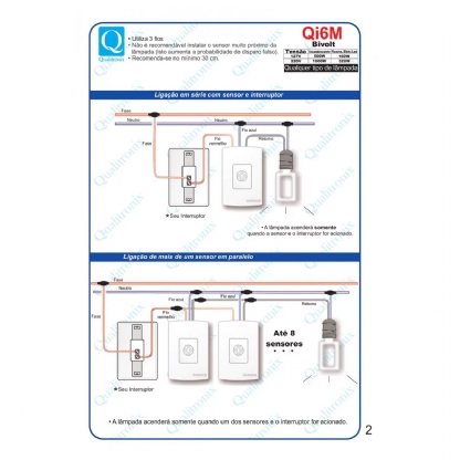 Sensor Presença Com Fotocélula Embutir Parede Bivolt Alcance 10 Metros Branco - Qualitronix