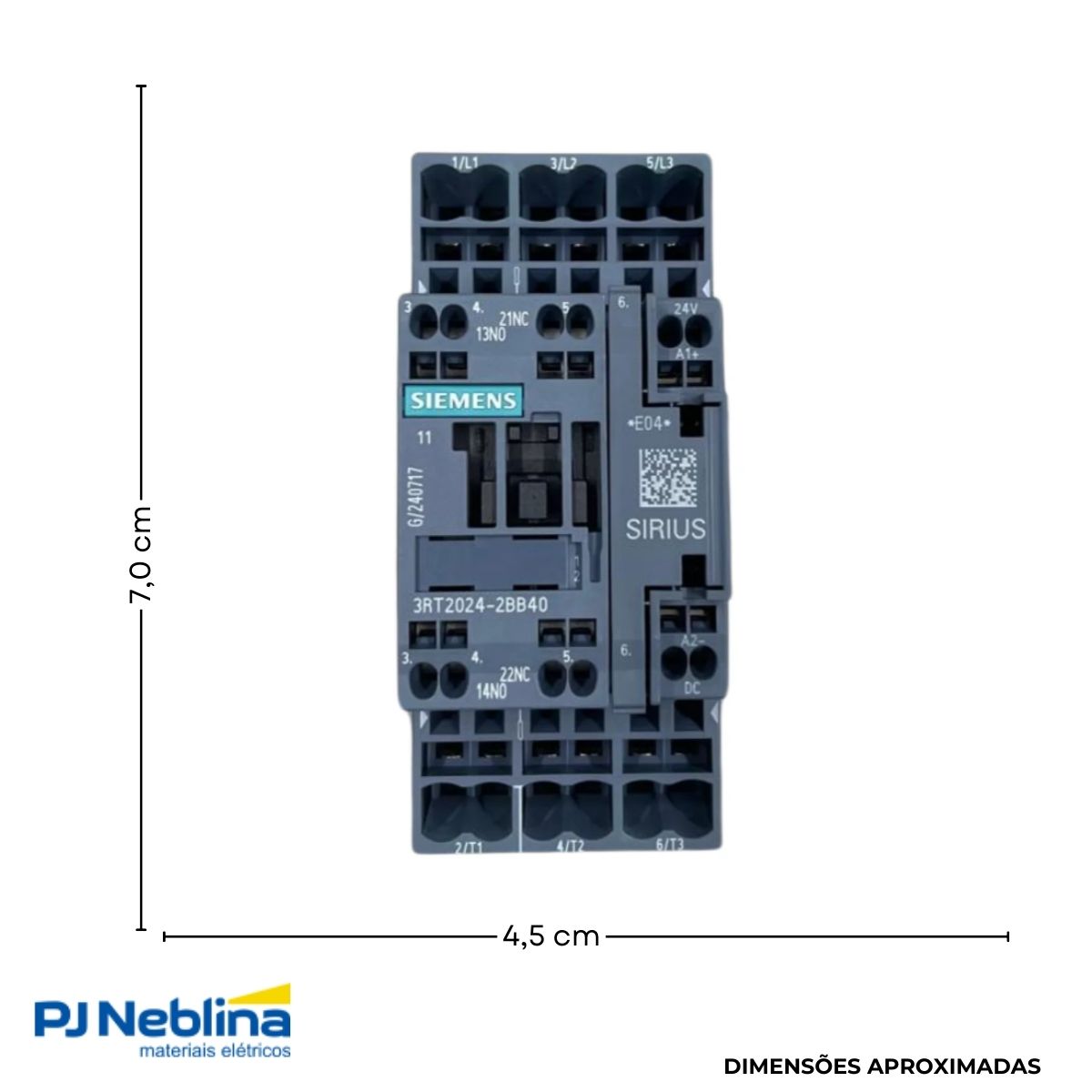 Contator Potencia Tripolar 12A 24Vcc 1Na+1Nf - Siemens