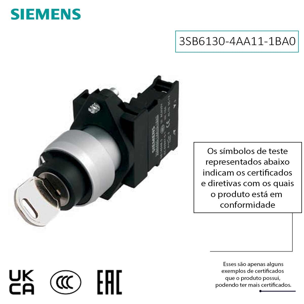 Comutador Chave 1Na 2 Posições Preto Com Retenção A7B10001214001 - Siemens