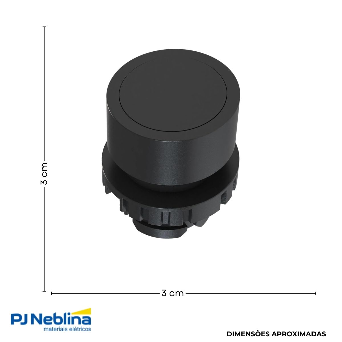Botão Comando Pulsador Faceado Redondo 22 mm Plástico Preto 1Na - Weg