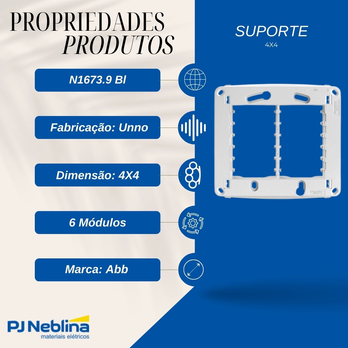 Suporte 4X4 6 Módulo Unno - Abb