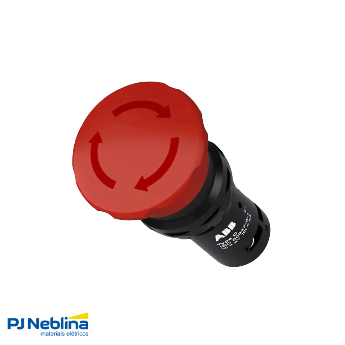 Botão Emergência Cogumelo 40Mm Girar Destr 22,5Mm Plástico Vermelho 1Nf - Abb