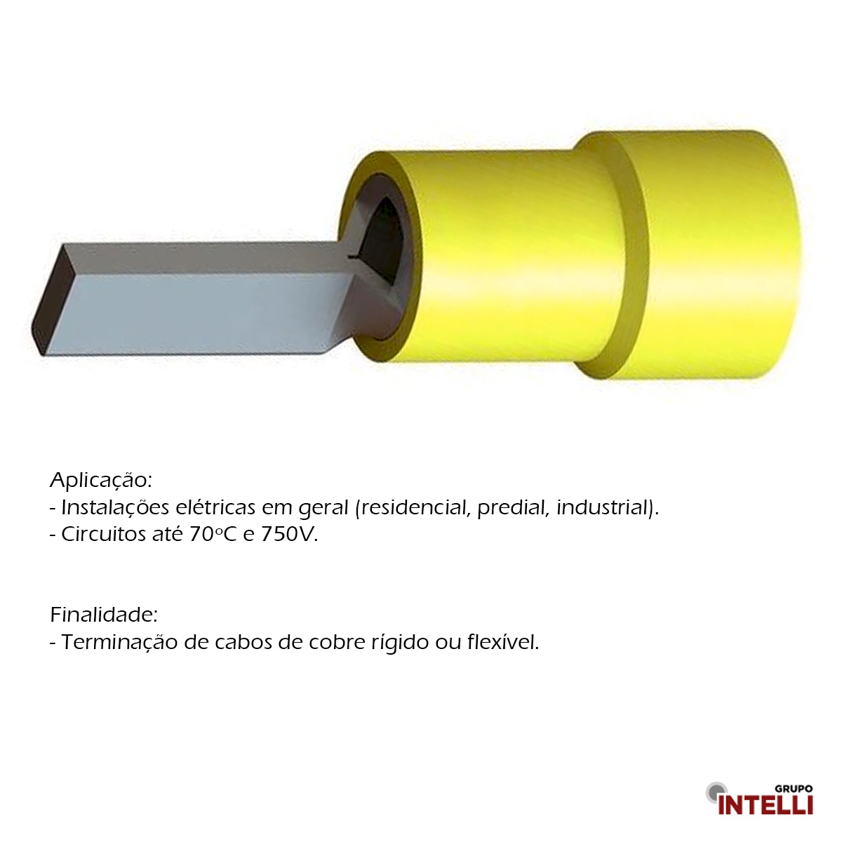 Terminal Pino Tubular 25Mm Pre-Isolado Amarela 1152 Intelli