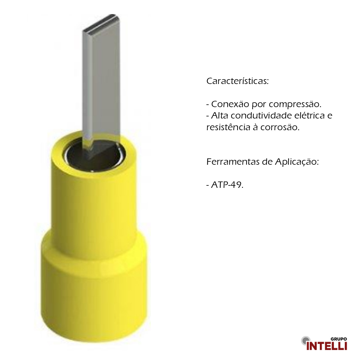 Terminal Pino Tubular 25Mm Pre-Isolado Amarela 1152 Intelli