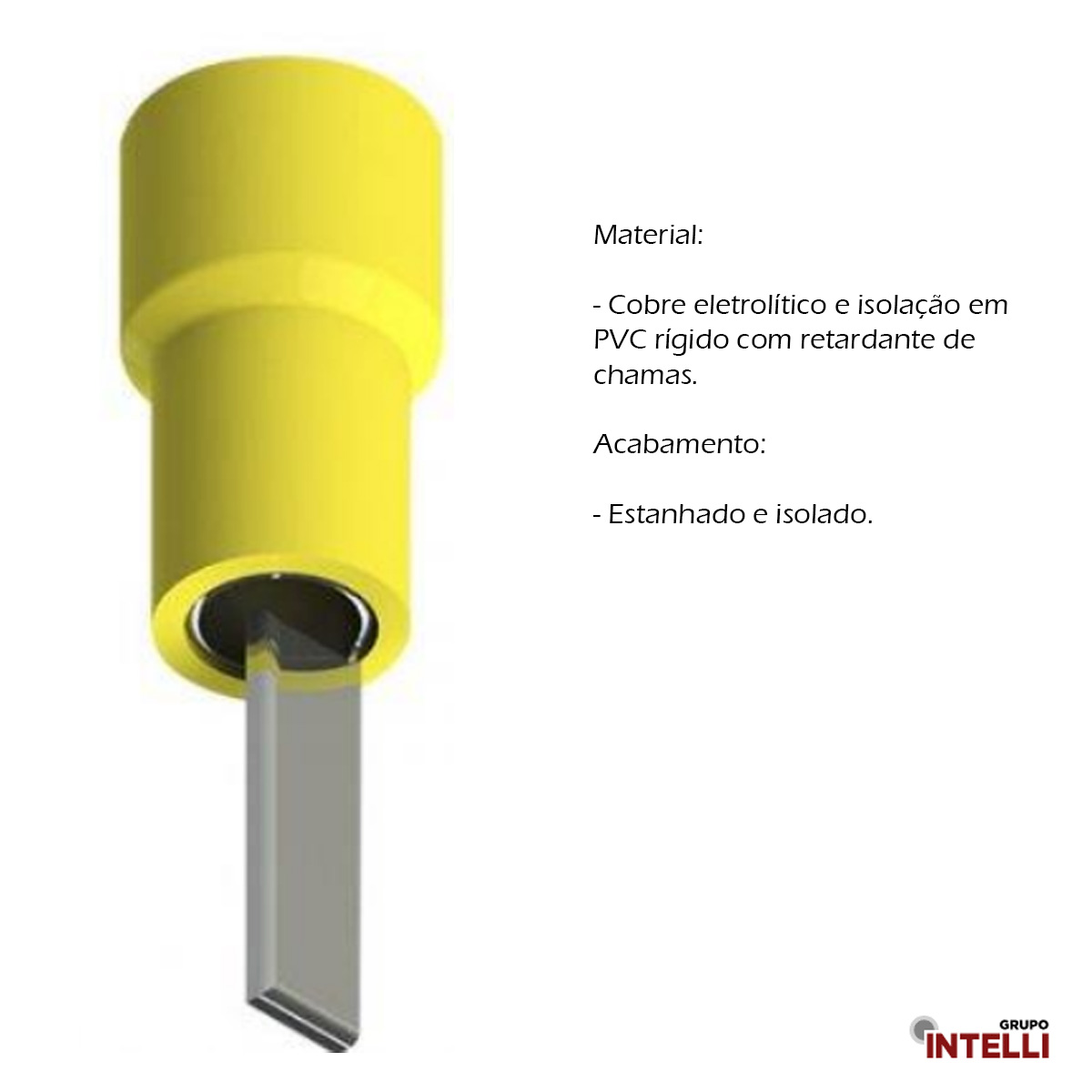 Terminal Pino Tubular 25Mm Pre-Isolado Amarela 1152 Intelli