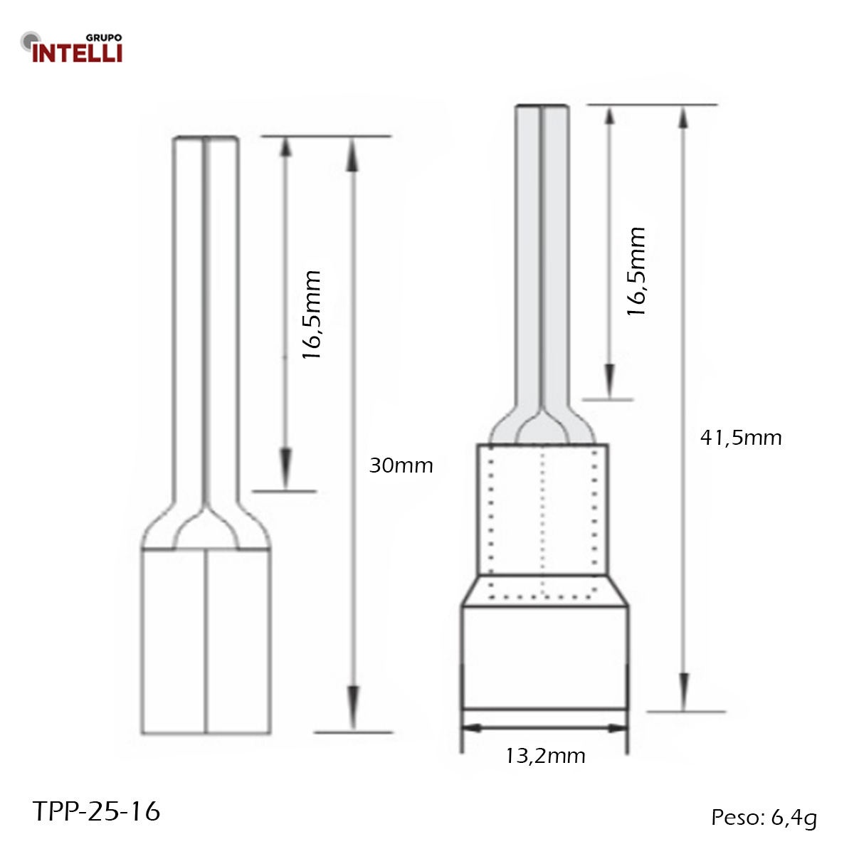 Terminal Pino Tubular 25Mm Pre-Isolado Amarela 1152 Intelli
