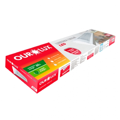 Luminária Tubular Led Sobrepor Retangular 2X9W G13 Bivolt 6500K Luz Branca - Ourolux