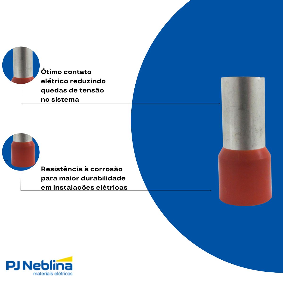 Terminal Tubular (ilhos) 95mm (3/0awg) Pre-isolado Vm