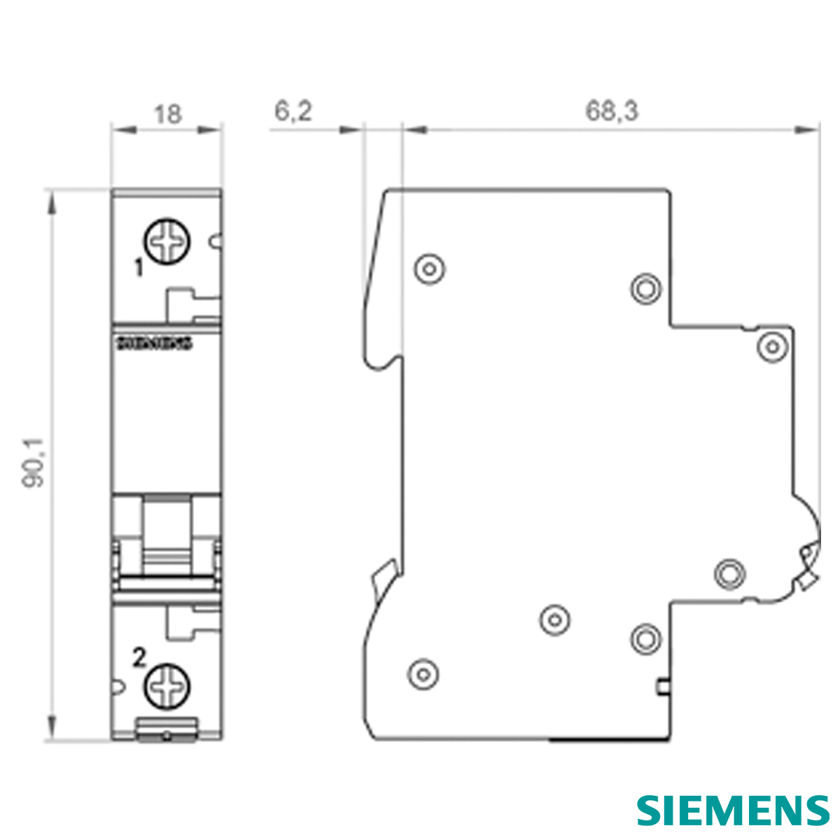 Disjuntor Mini Din Unipolar 20A Curva C 4,5Ka 220/380V 5SL31207MB Siemens
