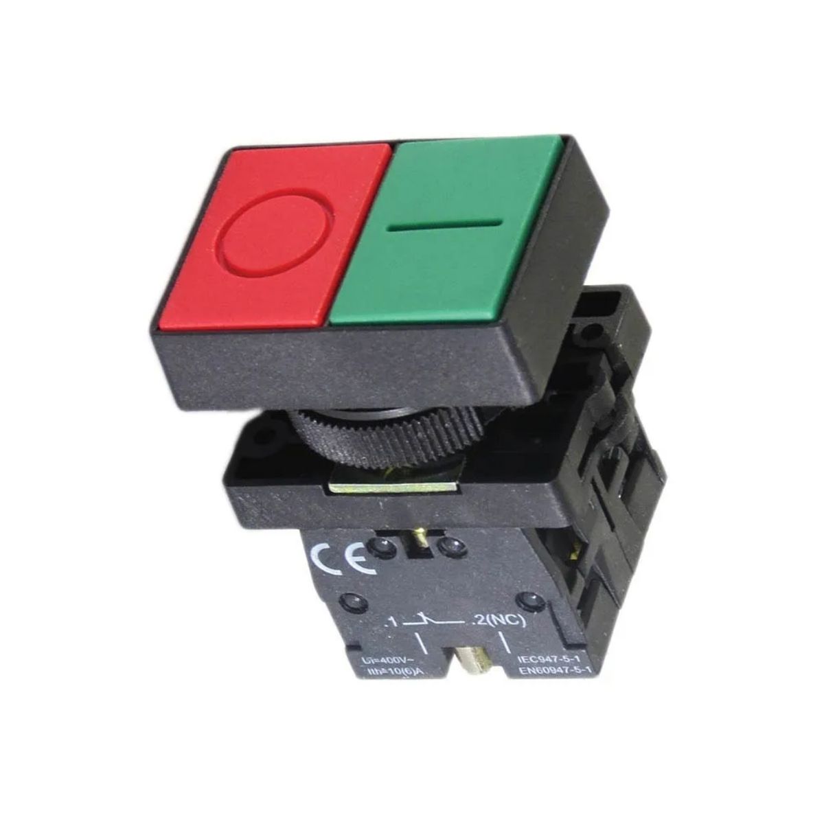 Botão Comando Duplo Pulsador Saliente Retangular 22,5Mm Plástico Vd/Vm 1Na+1Nf (I/O) - Steck