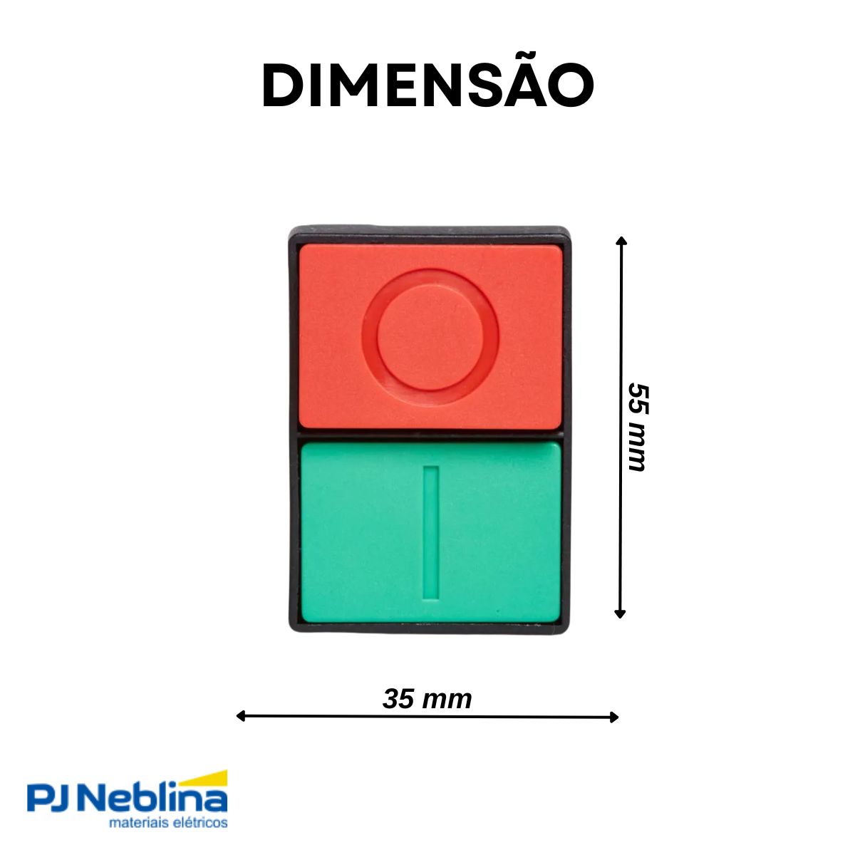 Botão Comando Duplo Pulsador Saliente Retangular 22,5Mm Plástico Vd/Vm 1Na+1Nf (I/O) - Steck