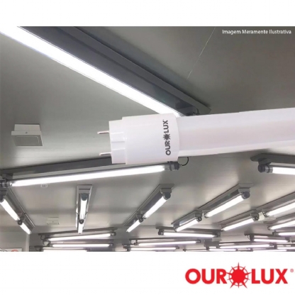 Lâmpada Led Tubular T8 9W Bivolt G13 6500K Luz Branca 600Mm - Ourolux