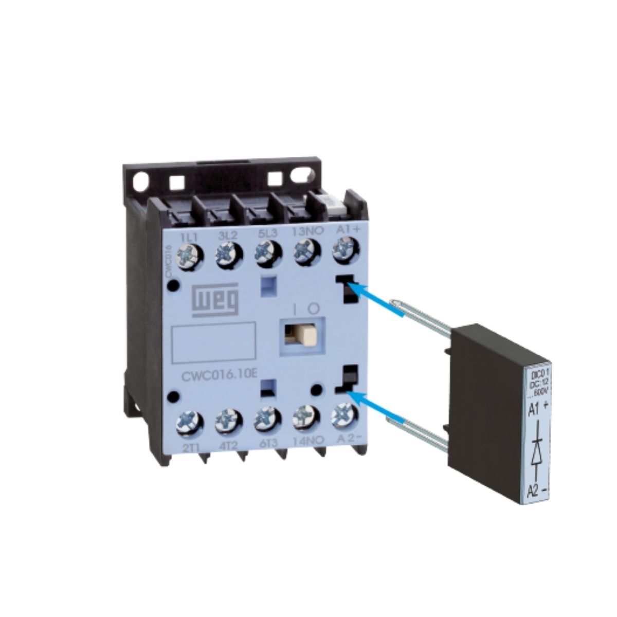 Contator Mini Potencia Tripolar 16A 24Vcc 1Na Weg