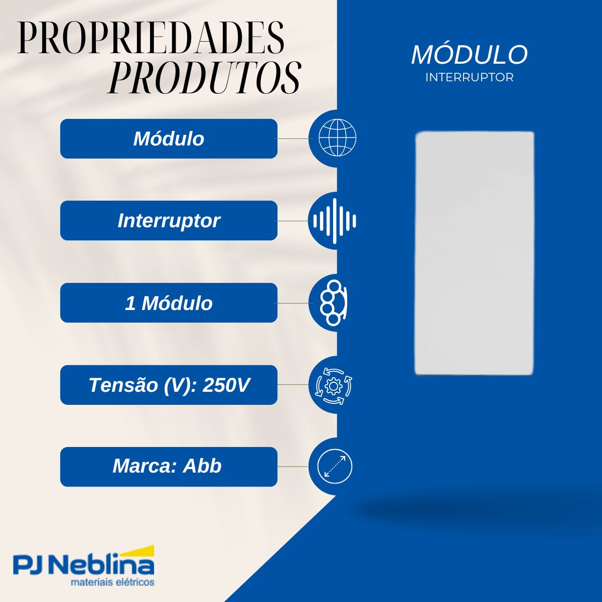 Modulo Interruptor Simples 1 Modulo 10A 250V Bicolor Unno C/Luz - Abb