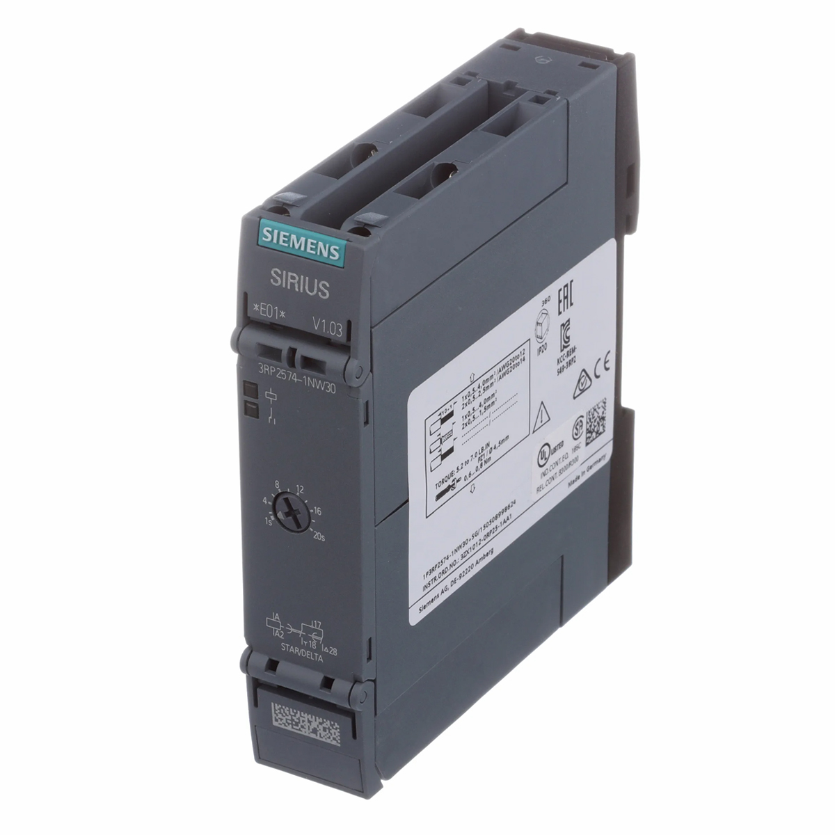 Relé Temporizador Eletrônico Função Estrela Triângulo 12-240Vac/Dc 1-20S 50/60Hz 3RP25741NW30 Siemens