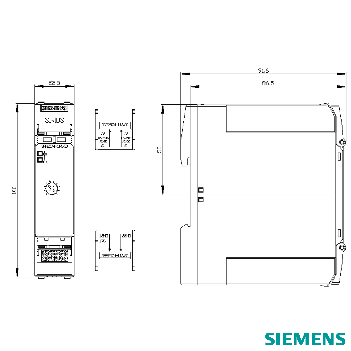 Relé Temporizador Eletrônico Função Estrela Triângulo 12-240Vac/Dc 1-20S 50/60Hz 3RP25741NW30 Siemens