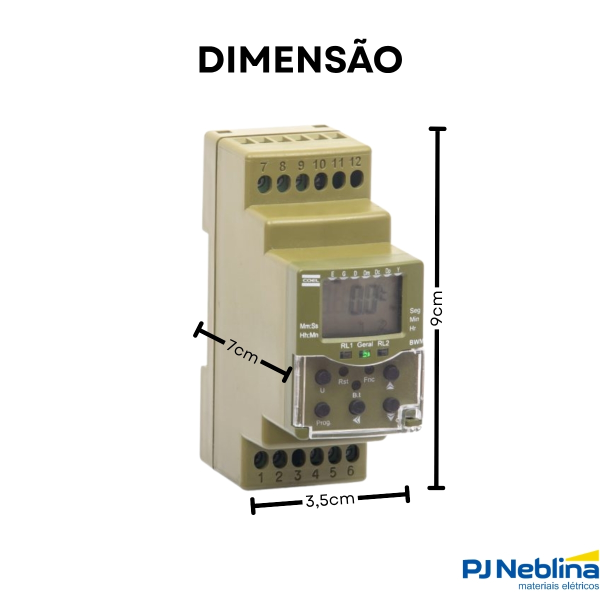 Rele Temporizador Digital Multifunção Multiescala 2 Spdt (2Naf) 100-240Vca/Cc - Coel